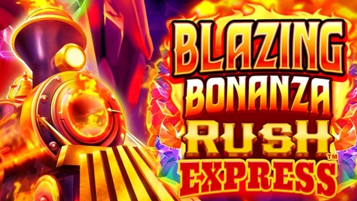 Tampilan visual slot Blazing Bonanza Rush Express dengan tema tambang emas
